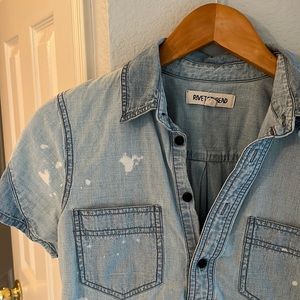 Rivet and Thread (Madewell) distressed denim pop over shirt